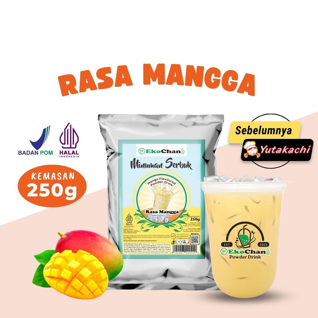 Bubuk Minuman Rasa Mangga 250g EkoChan / Serbuk Minuman Instan Mangga 250 gram Aneka Rasa / Powder Drink Milkshake / Pusat bumbu