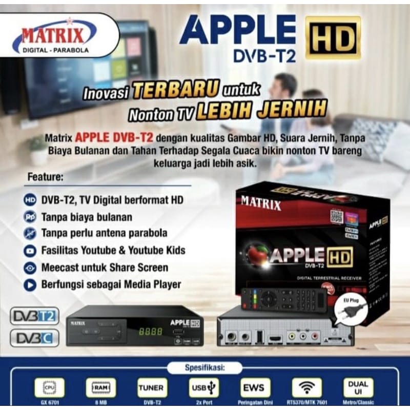 Set Top Box Matrix DVBT2 STB Antena Converter TV Tabung Analog