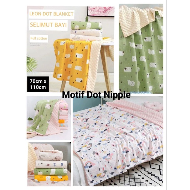 Leleoncare Selimut Dot Nipple Bayi Halus Lembut - Leon Care Slimut Muslin Bamboo Baby - Leleon Care Blanket Premium Baby Newborn - Leoncare Selimut Bayi New Born