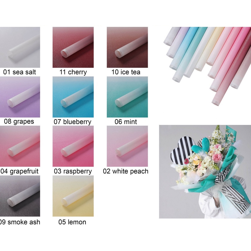 

[3 lembar] kertas buket cellophane glitter flower wrapping