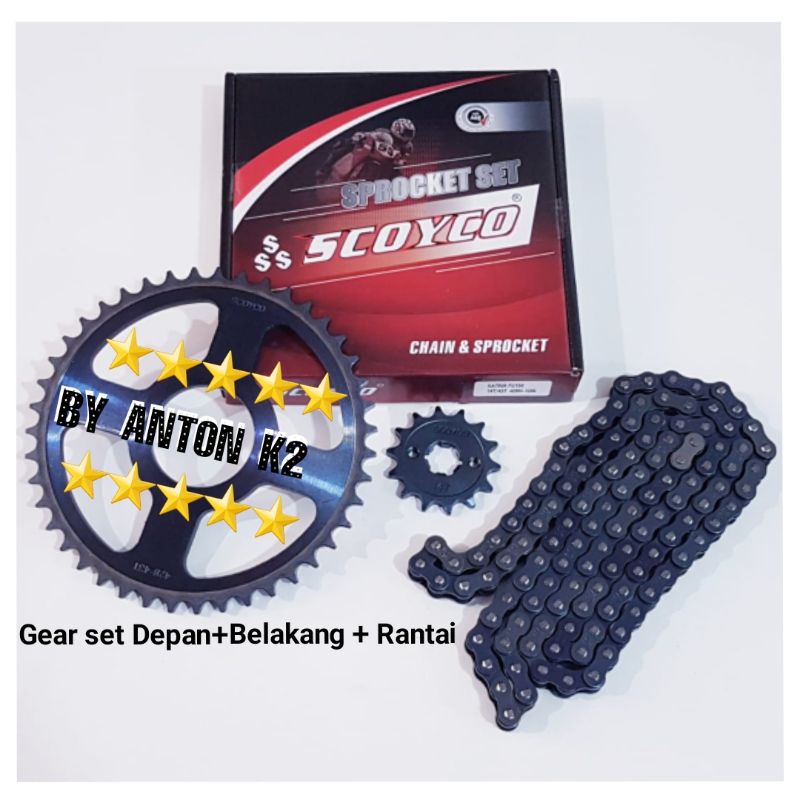 GEAR GIR SET/GEAR GIR PAKET RANTAI ORI SCOYCO MOTOR KHARISMA/KHARISMA X/SUPRA X 125 LAMA/KIRANA/SUPR