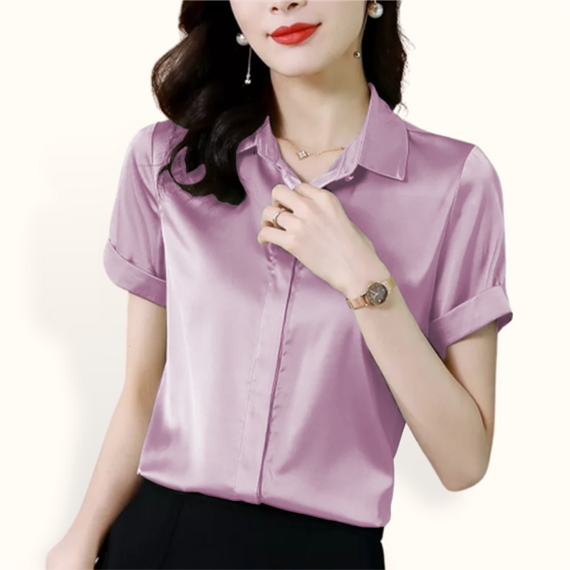 Kemeja lengan pendek wanita Gaya Korea model Terbaru - XSHOP Nelly