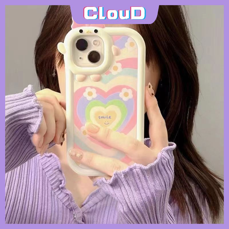 Soft Case Motif Hati 3D Untuk iPhone 11 7Plus 6Plus 13 12 11 14 Pro Max XR X XS Max 7 8 6 6s 14 Plus SE 2020