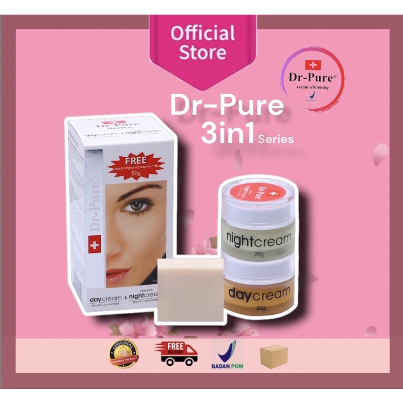 DR-PURE PAKET 3in1 | Skincare cream Pemutih wajah