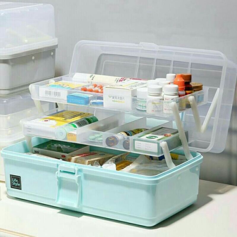 Kotak Obat P3K Susun Tingkat / Box P3K Storage Layer / Tempat Obat Tamiya Kosmetik Box Dental Bekam 