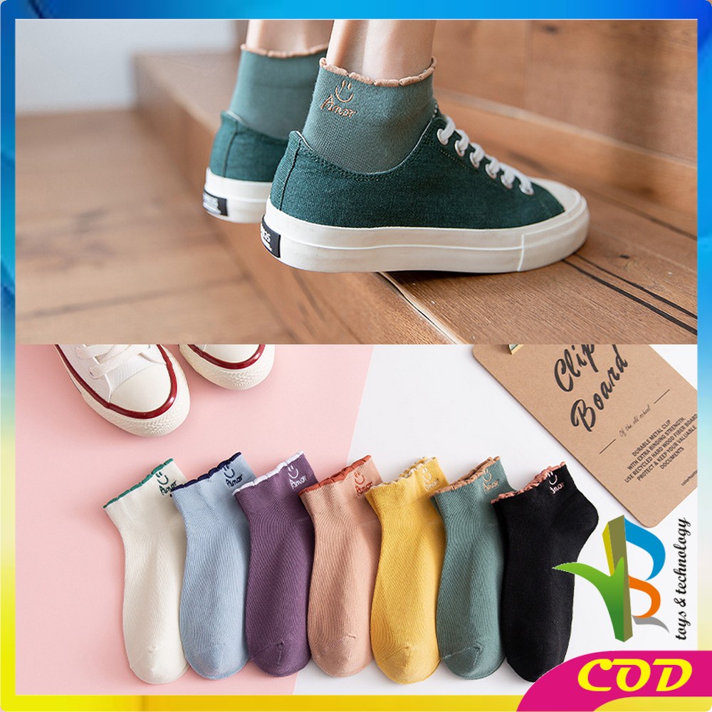 RB-P254 Kaos Kaki Pendek Unisex Pria Wanita Motif Smile Boneka Emoji Semata Kaki Kaoskaki Pendek Wanita Ankle Socks