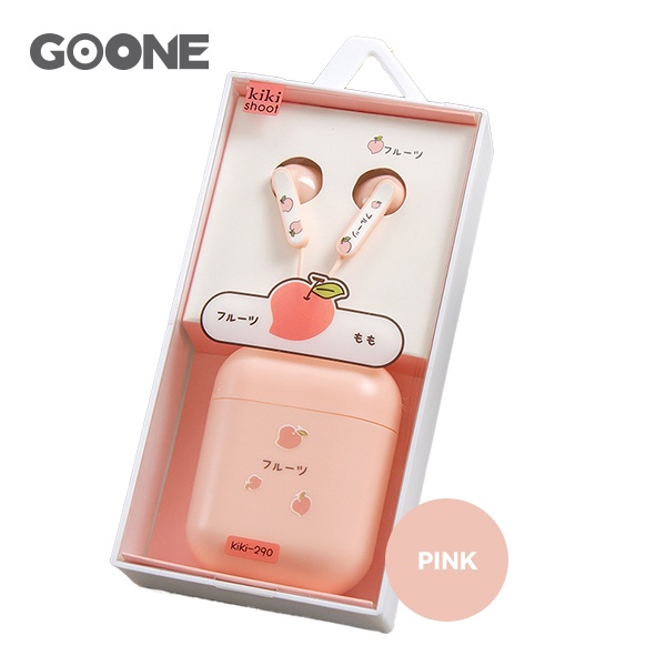 GOONE Earphone Earbuds Kotak TWS Tempat Headset Awet Headset Universal iOS Android Warna Hitam Putih Pink Biru