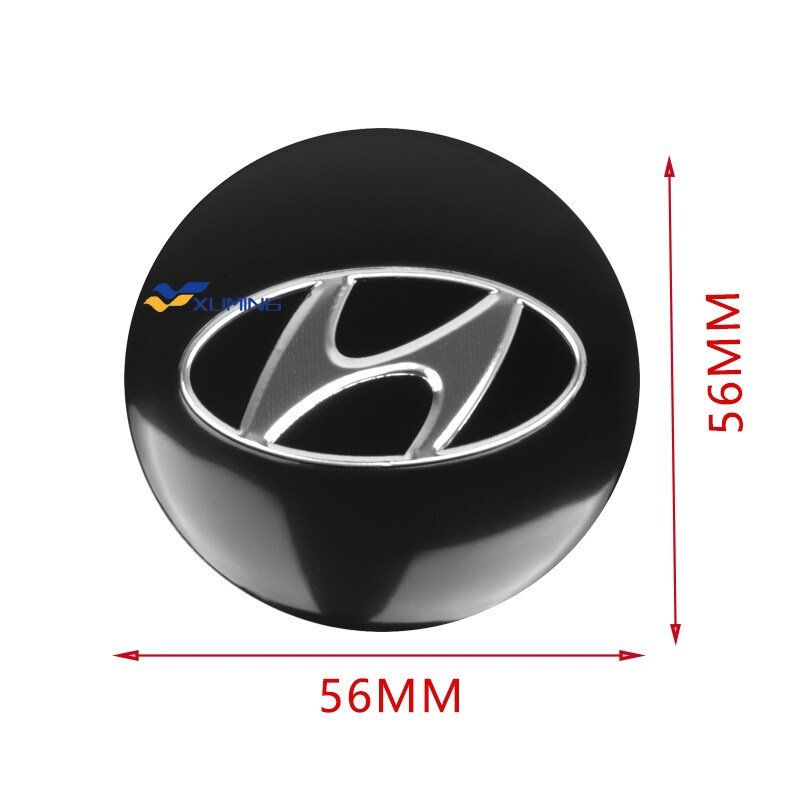 Xuming 4Pcs / Set Stiker Emblem Logo Hyundai 56mm Untuk Hub Tengah Velg Mobil