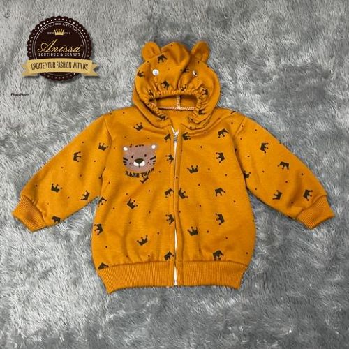 Jaket Bayi Hoodie Motif Mahkota 2-12 Bulan