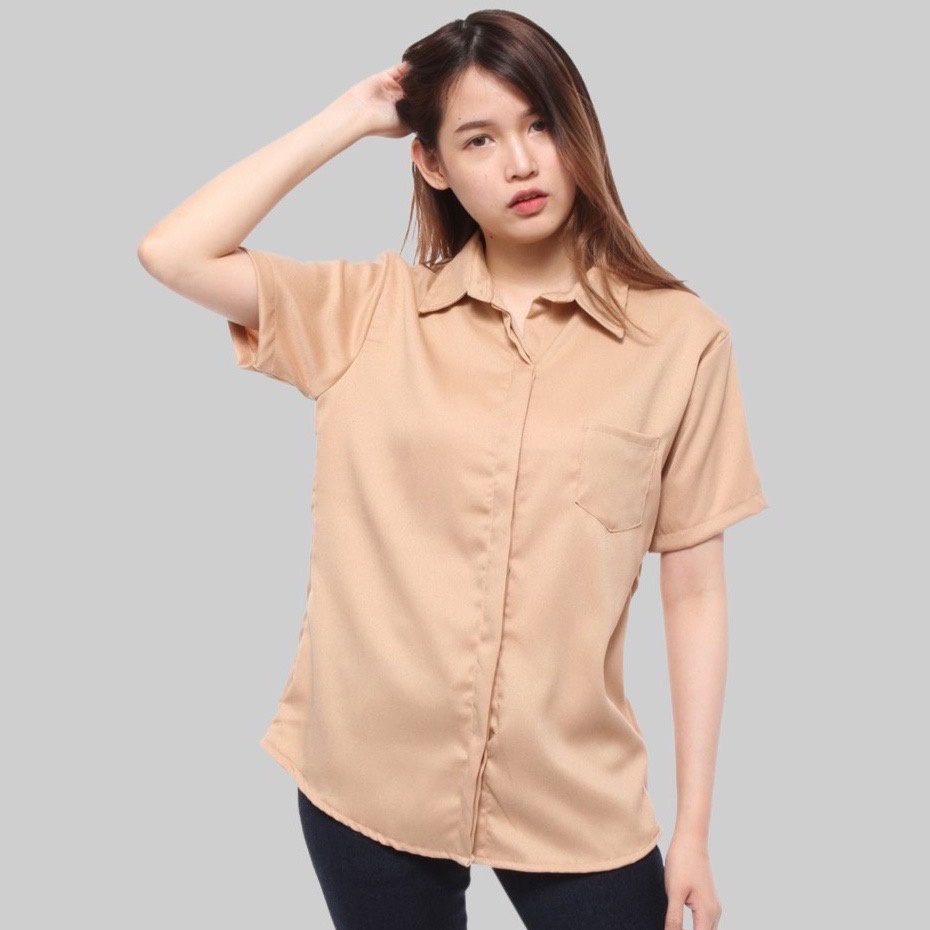 KEMEJA LINEN SINGLE POCKET UNISEX - ATASAN WANITA PRIA