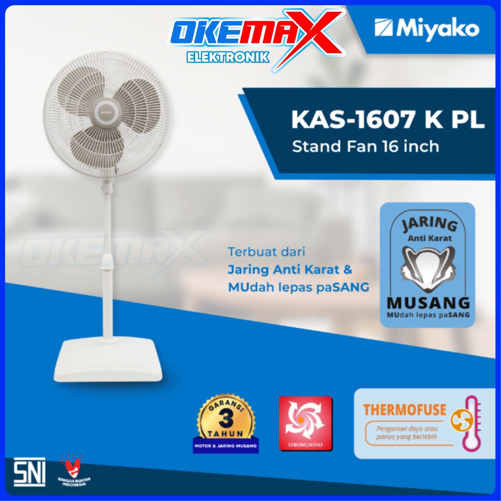 Miyako Electric Stand Fan 16" KAS-1607 K PL