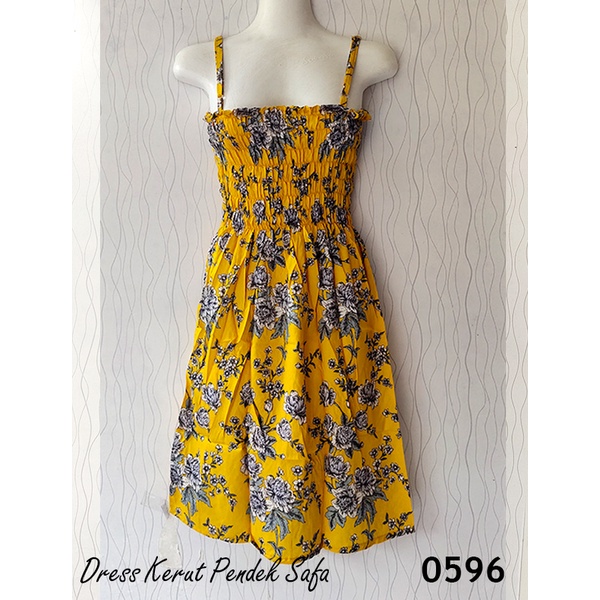 Sweeet Honey ~ Dress Kemben Kerut Dada Pendek Safa Motif Random