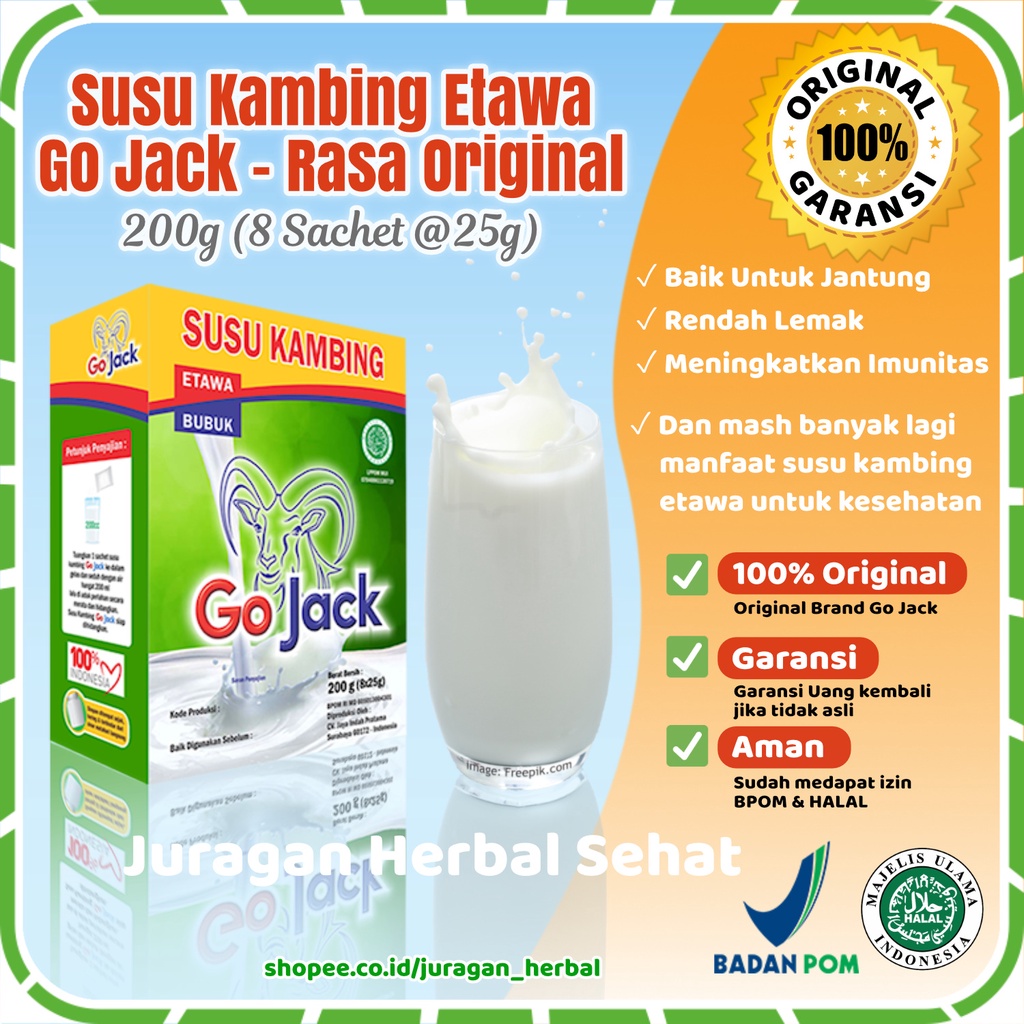 

Susu Bubuk Kambing Etawa Asli Sehat Rasa Original Go Jack 200g Sachet