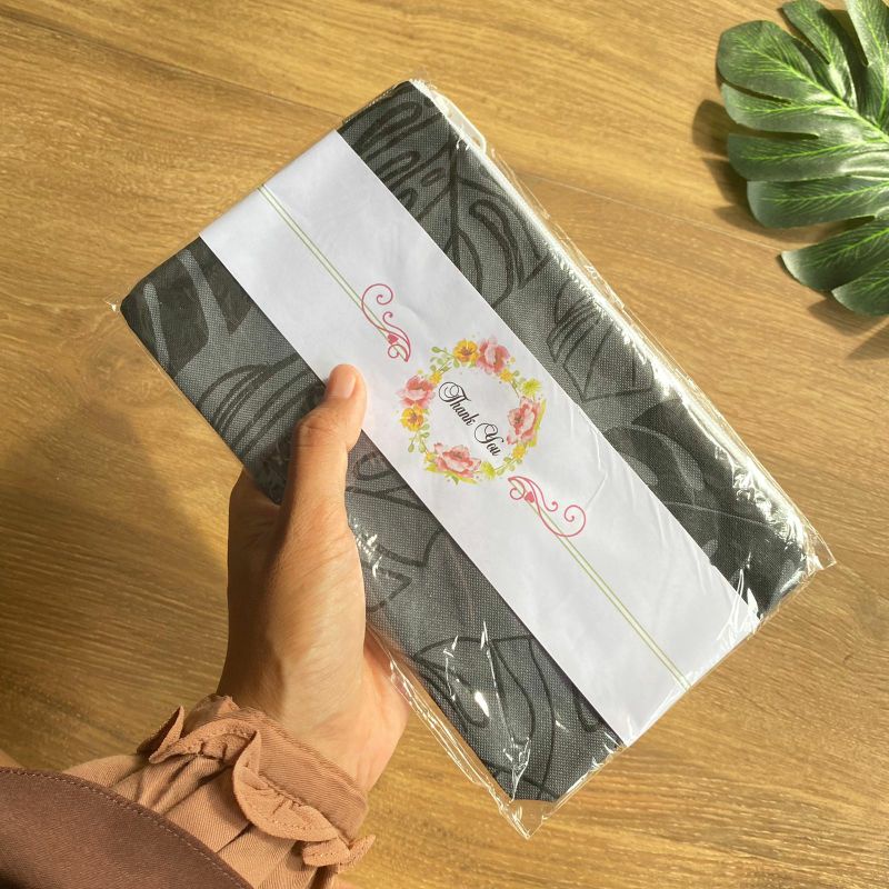 Souvenir Pernikahan Pouch Dompet Semi Kanvas Murah Motif Monstera uk 20x12 Packing TC