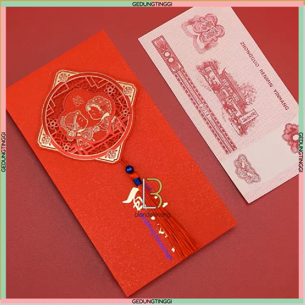 Kertas Dompet Amplop Angpao Angpau Ampao Ampau Hongbao Hongbau Kado Hadiah Hantaran Lamaran Sangjit Wedding Pernikahan Nikah Shuangxi Shuang Xi Suangsi Suanxi Hoki Rejeki Merah Emas Gold Double Happiness Ukuran Panjang Besar Jumbo XL Isi 1 Pack Pak 2 Pcs