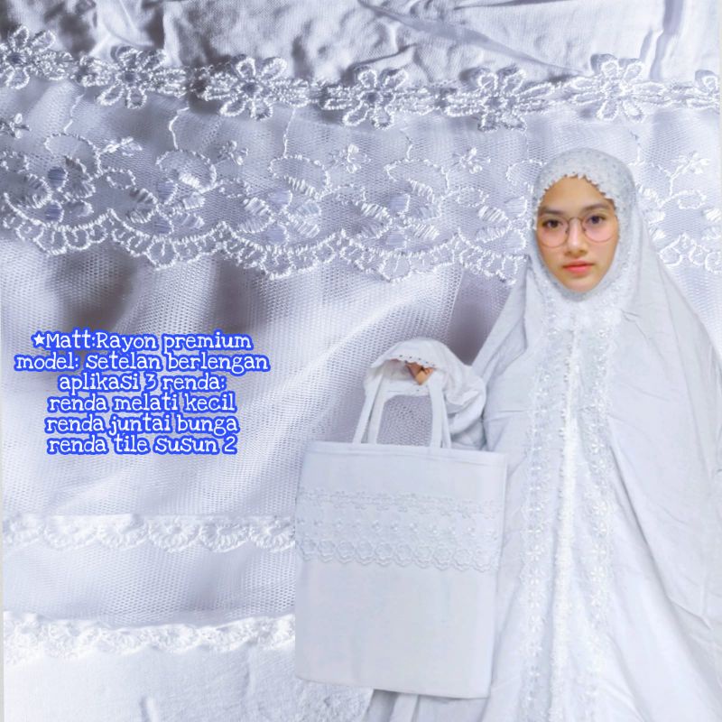 MUKENA STELAN BERLENGAN RENDA SUSUN TILE