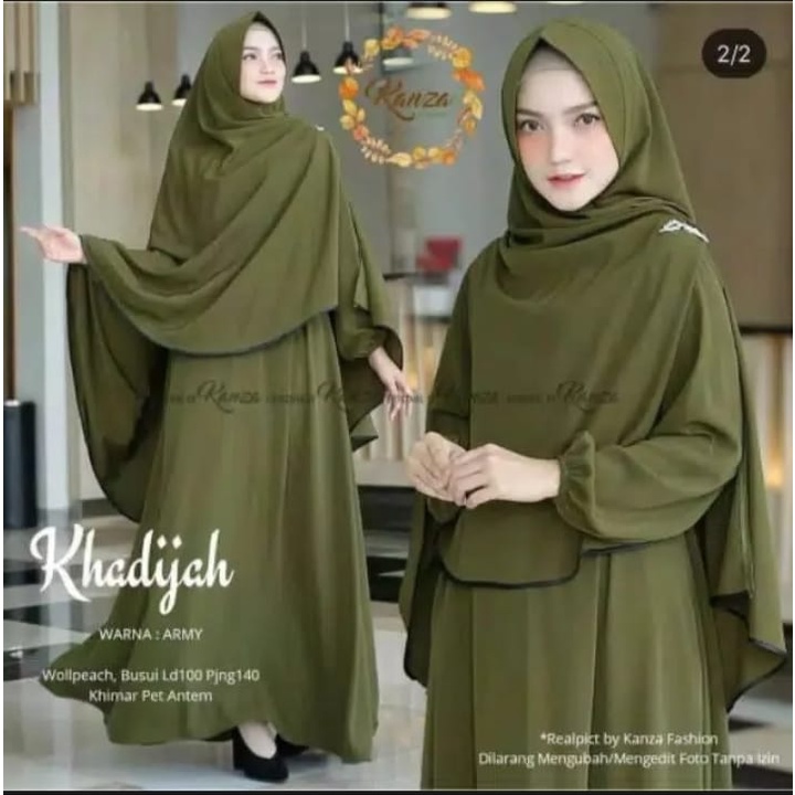 Annas_collection Gamis Khadijah Setelan Plus Kerudung Gamis Muslim Wanita Khadijah syari free hijab
