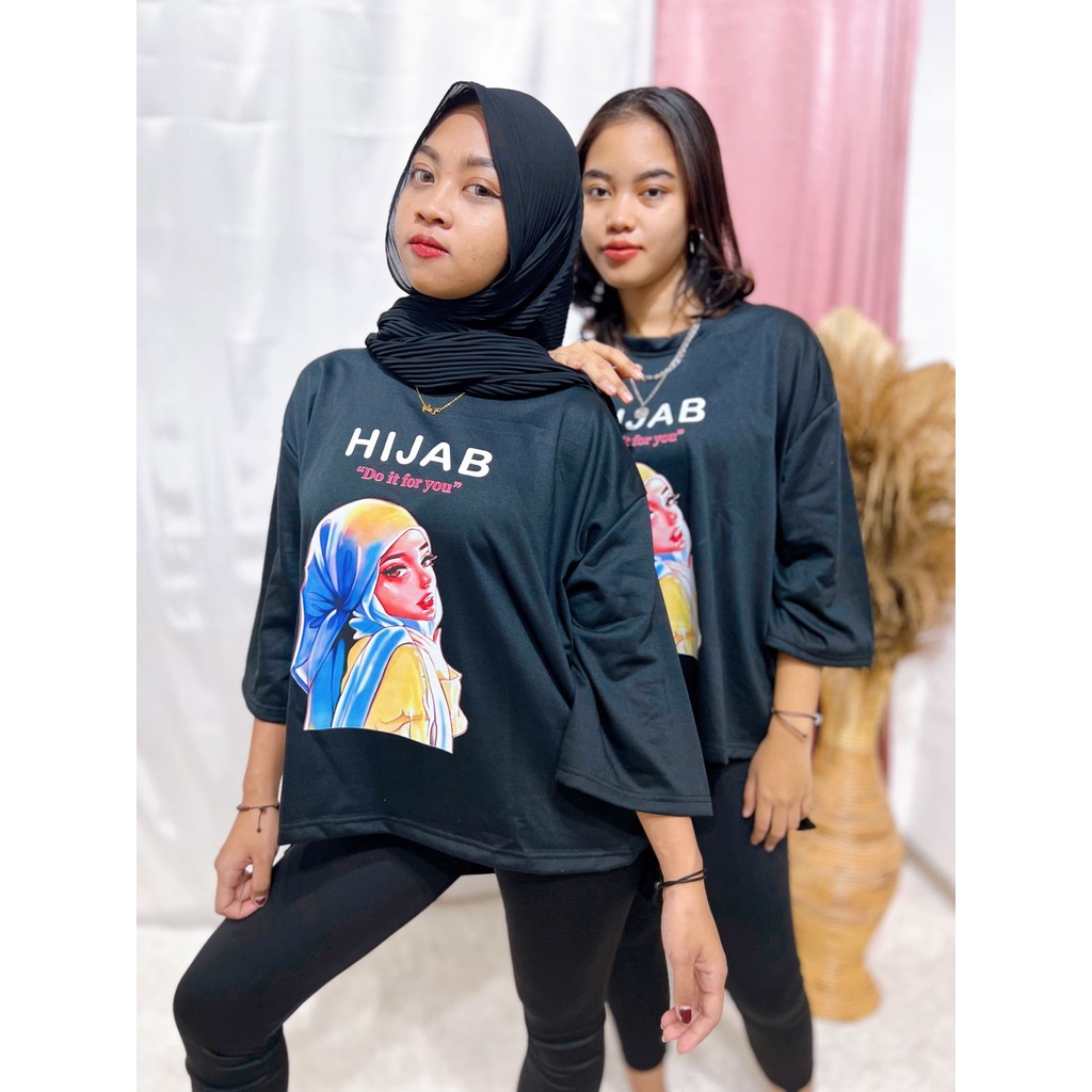 KAOS OVERSIZE HIJAB GIRL / ATASAN KAOS JUMBO XXXL / ATASAN OVERSIZE BIGSIZE