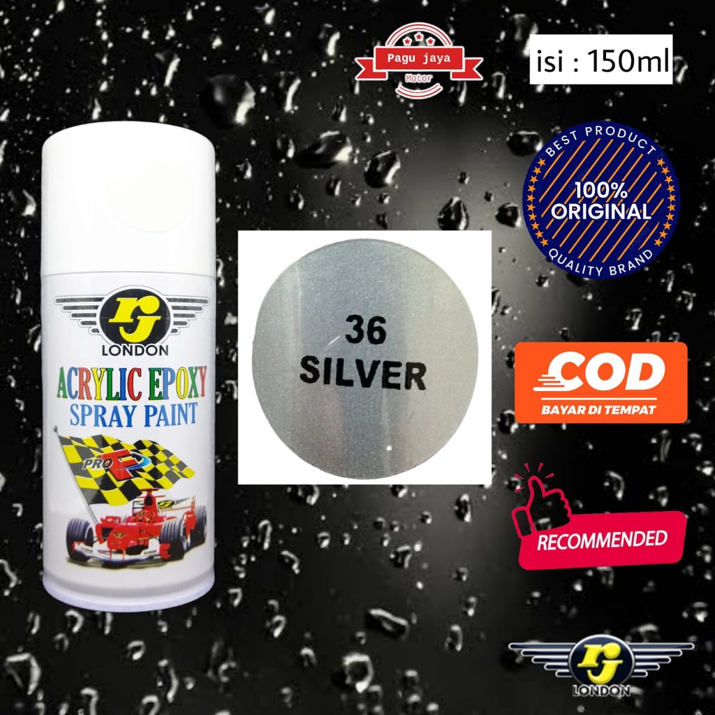 Pilox pilok 150cc warna silver rj london cat semprot spray paint untuk motor mobil sepeda helm velg kayu besi plastik