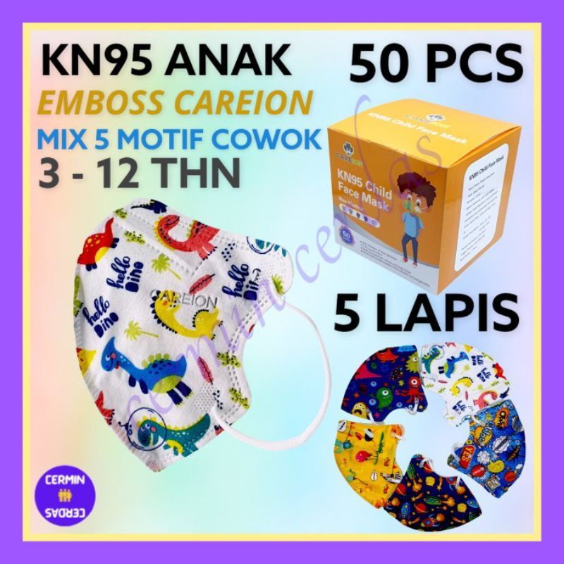 HELLO_masker anak kn95 premium 50pcs/masker anak kn95 careion embos 50pcs