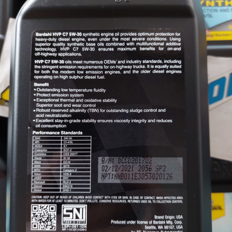 RK BARDAHL. HVP DIESEL C7. 5W 30. 7 LITER