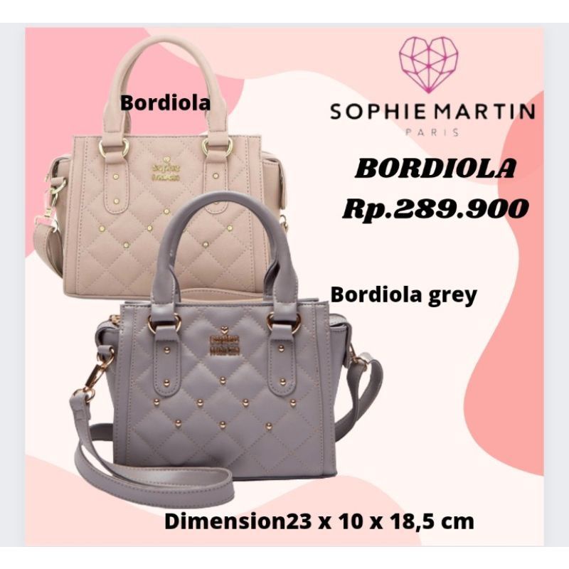 TAS BORDIOLA,BORDIOLA GREY By SOPHIE MARTIN PARIS TAS KERJA SELEMPANG & BAHU WANITA