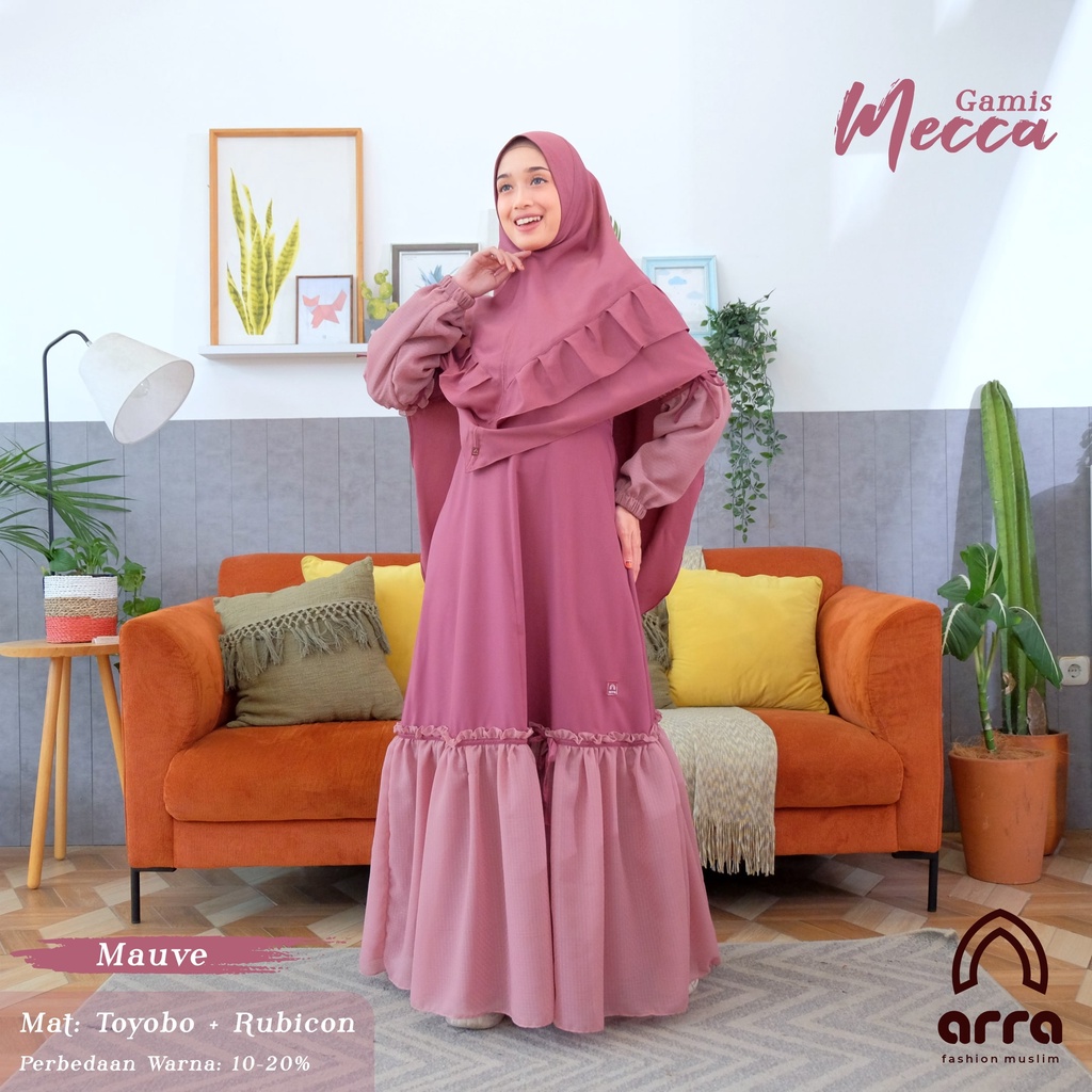 Gamis Sarimbit Wanita Baju Koko Pria Couple Keluarga Ayah Ibu dan Anak Arra Mecca Series Warna Mauve Original Baju Kokoh Kerudung Muslim Kurta Pakistan Terbaru 2022 2023 Lebaran