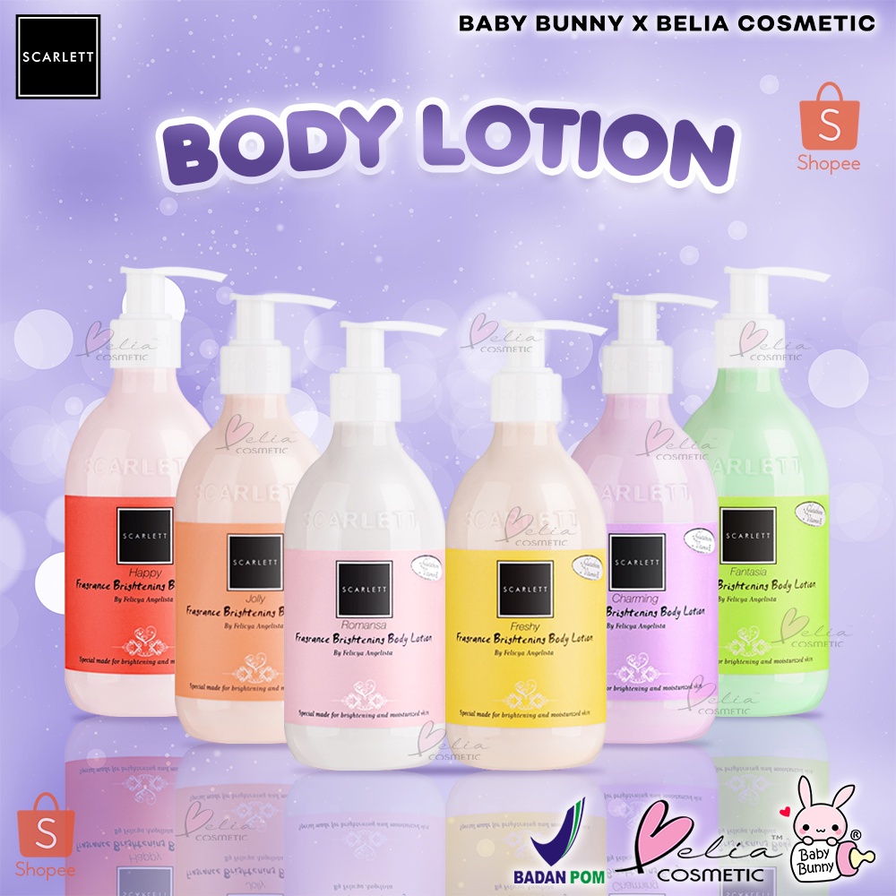 ❤ BELIA ❤ SCARLETT Whitening Body Lotion Series 300ml | Pelembap Tubuh | Lotion Anti Kulit Kering | BPOM