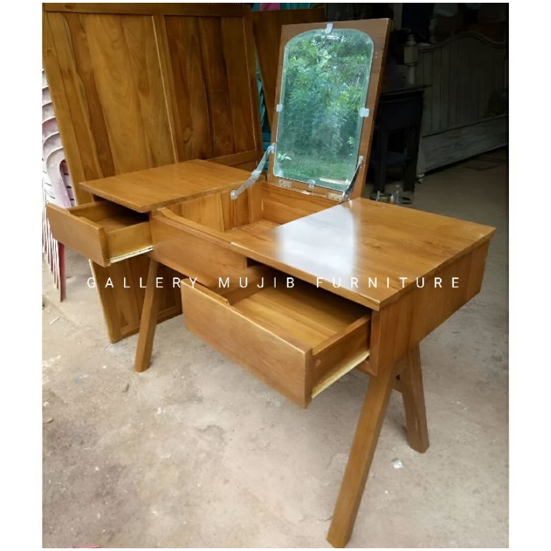 Meja Rias Minimalis modern kayu jati Meja Rias Cermin Lipat