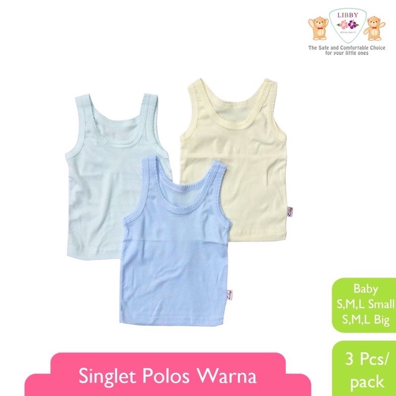 Libby Baby - Singlet Warna SML ( Singlet Bayi 1 pcs )