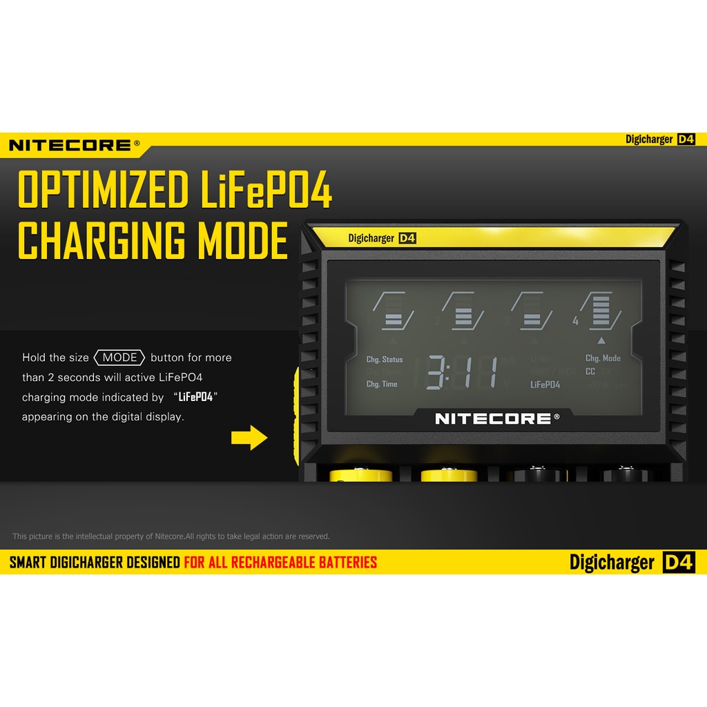 Nitecore D4 Digicharger Universal Battery Charger 4 Slot