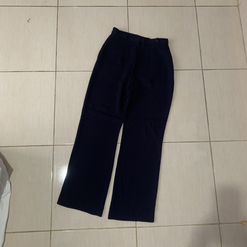 THRIFT PRELOVED STRAIGHT LOOSE PANTS KULOT NAVY CELANA PL PRELOVE