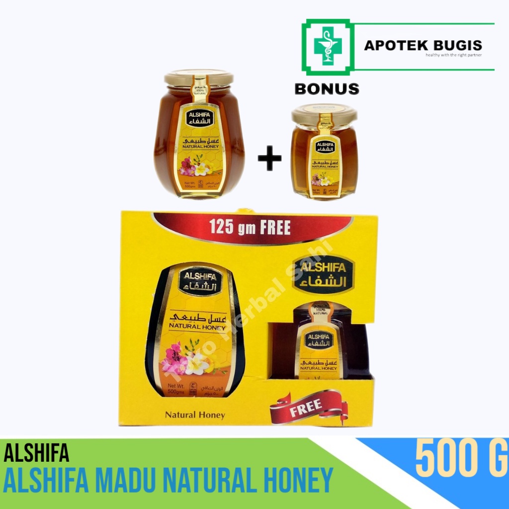 ALSHIFA Madu Natural Honey 500gram + Free 125gram madu Stamina Daya Tahan Tubuh Madu Asli Murni 100%