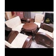 kursi sedan antik kayu jati lawas kombinasi rotan