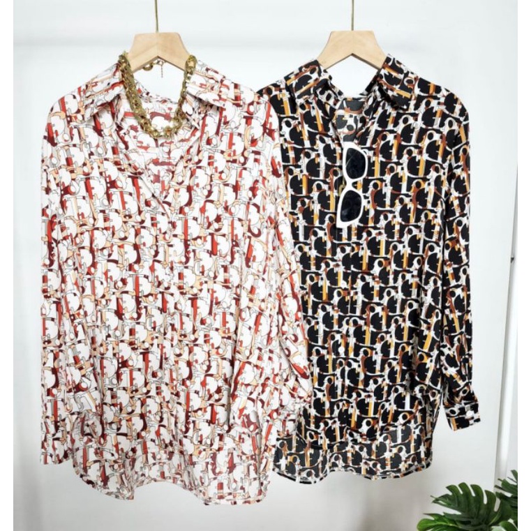 KEMEJA MOTIF D*OR PREMIUM // ATASAN IMPORT PREMIUM BKK // TOP IMPORT PREMIUM BKK // FASHION IMPORT PREMIUM BKK