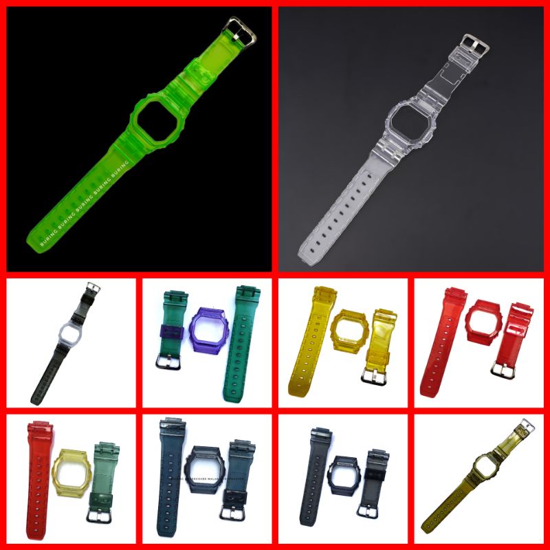 BEZEL STRAP BAND CASIO GSHOCK G SHOCK DW 5600 GW B5600 DW 5030 DW 5035D JELLY CLEAR