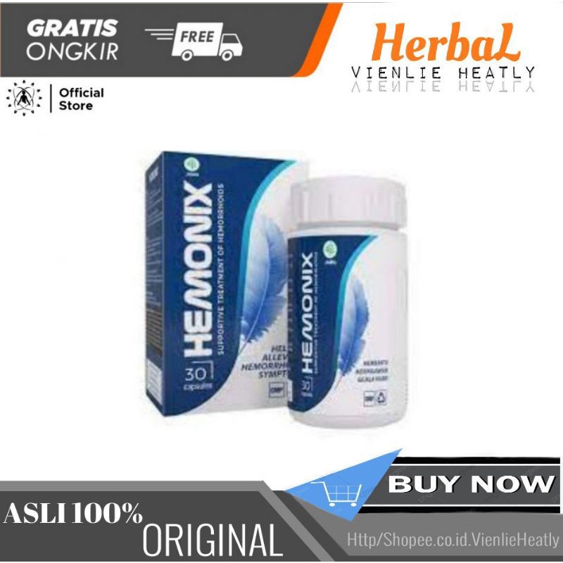 HEMONIX Asli Original Obat Herbal Wasir Ambeien Ambiyen 30 Capsule Bpom