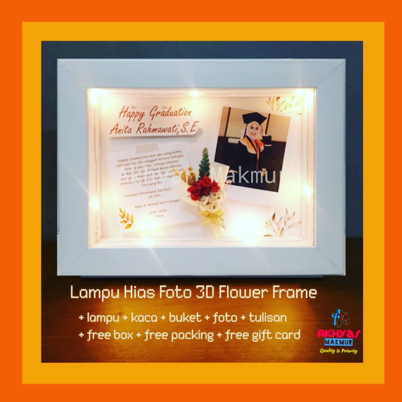 Jual Am Lampu Hias 3d Flower In Frame Hadiah Wisuda Mahar Pernikahan