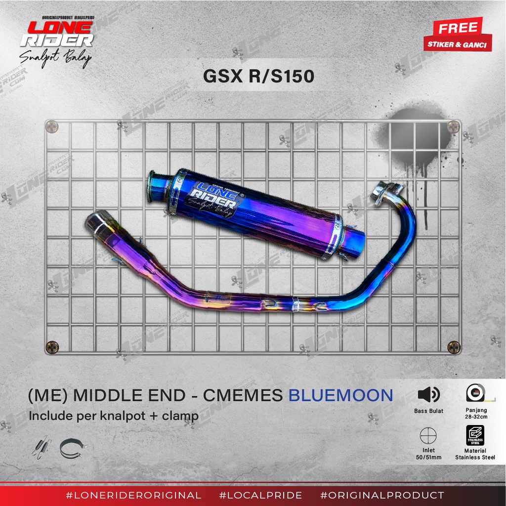 Lone Rider ( ME ) Middle End Bluemoon Series GSX R/S150 Bandit 150R (Original) - Knalpot Racing GSX 