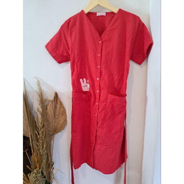 NEW brand cottonbells dress baju merah natal imlek busui friendly