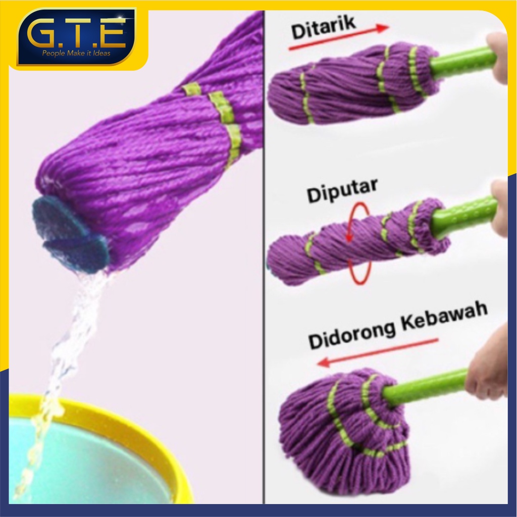 GTE | ALAT PEL LANTAI SERBAGUNA | PEL PUTAR 360 DERAJAT | TWIST MOP | PEL WARNA UNGU