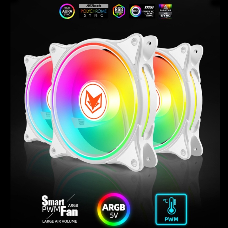 Bt 12cm Case Fan 5v ARGB PWM 3Pin Quiet Chassis Pendingin CPU Cooler Ganti Kipas