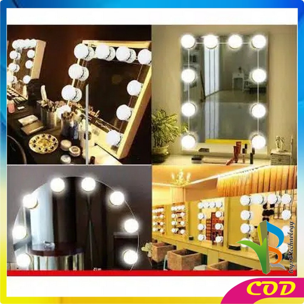 RB-K2 Lampu Led Meja Rias Make Up | Lampu Kaca Rias Vanity Mirror Light ( 10 Bohlam )