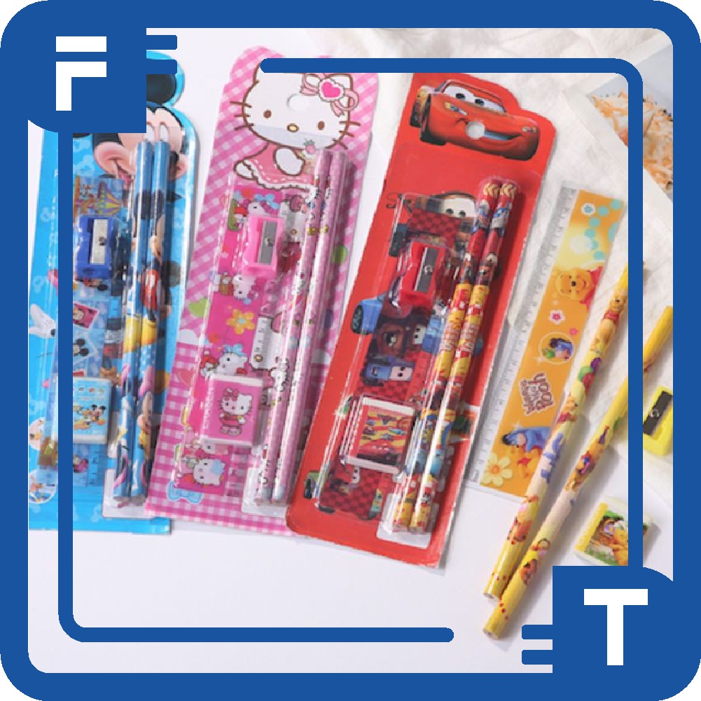 

✦FT✦ S004 SET ALAT TULIS SEKOLAH 5 in 1 KARAKTER LUCU / MINI STATIONERY
