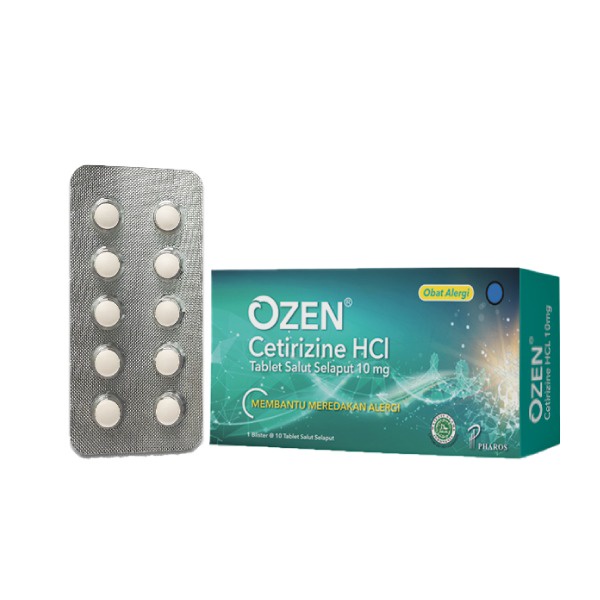 Ozen Tablet 10mg / 1 Blister @ 4 Tablet / 1 Blister @10 Tablet / Sirup 60 ml / Meredakan alergi