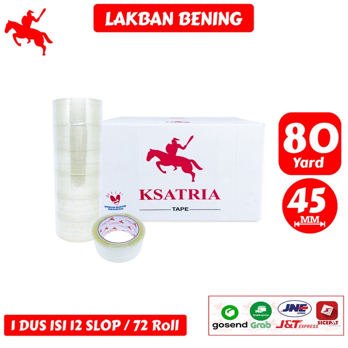 

Tape Lakban Bening Ksatria Tape 80 Yard (1 Dus)