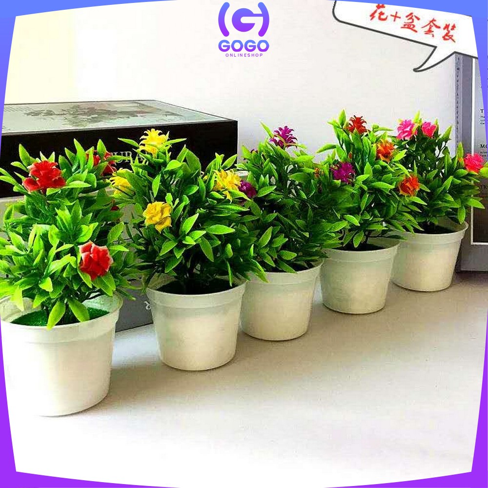 GOGO-C83-87 Ornamen Pot Bonsai Dekorasi Rumah / Meja Pajangan Bunga Hias Plastik Artificial Flower