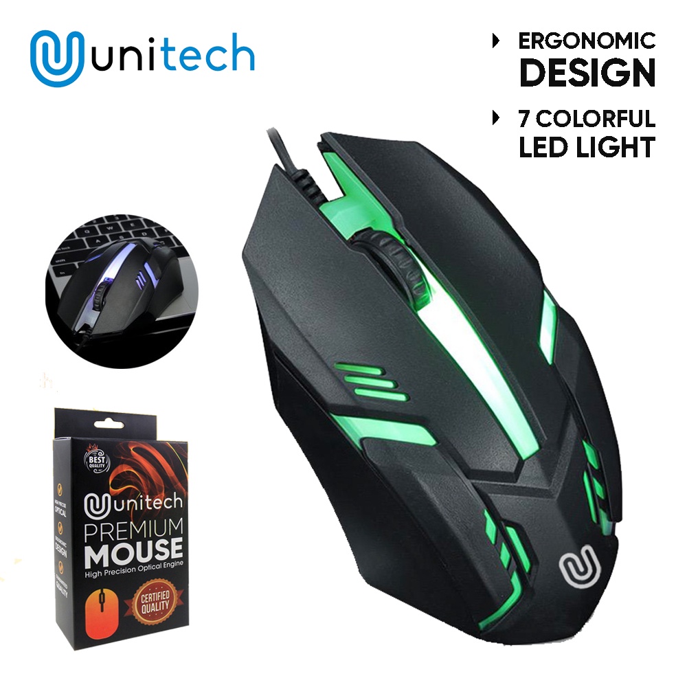 Mouse Gaming Kabel Unitech G1 LED Rainbow Color Backlight Untuk Komputer Laptop