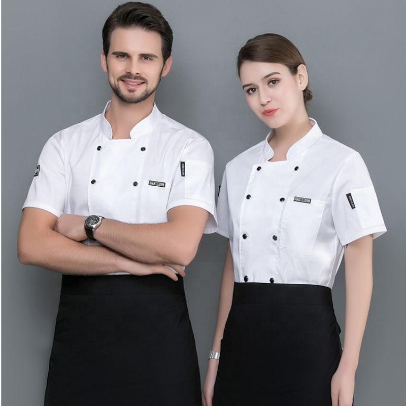 Baju Koki Baju Chef Seragam Koki Seragam Chef Kemeja Koki Kemeja Chef Jacket Lengan Pendek Unisex