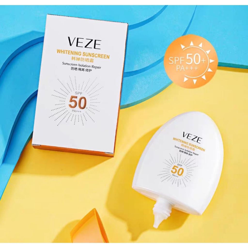 Veze Tabir Surya UV Intensif 45ML Pelembab Pemutih Dan Penghilang Titik Menyegarkan Tabir Surya Anti UV SPF50 PA +++